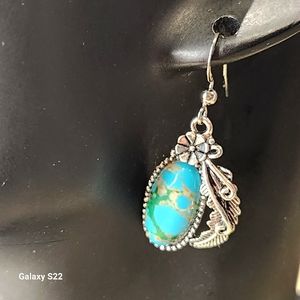 Navajo Silver Turquoise Drop Earrings Turquoise South Western NWT